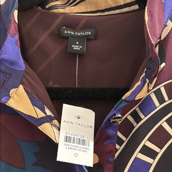 Ann Taylor Long Sleeve Dress in Purple and Gold - Picture 2 of 13